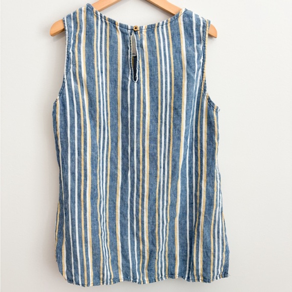 Ellen Tracy Striped Linen Tank Size Small - Picture 2 of 3